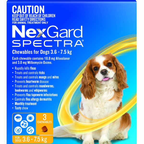 Nexgard Spectra Dog 3.6-7.5kg Yellow
